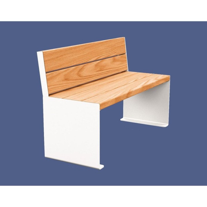 Banc bois/acier KUB. Procity, lg. 1200 mm, peint/galva, fixation tiges d'ancrage non fournies - Chêne clair/Blanc pur