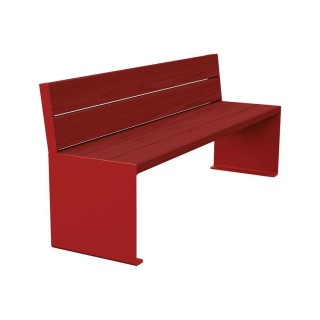 Banc bois/acier KUB. Procity, lg. 1800 mm, fixation tiges d'ancrage non fournies - Acajou/Rouge pourpre