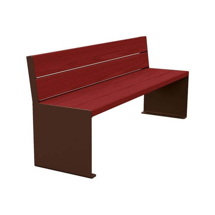 Banc bois/acier KUB. Procity, lg. 1800 mm, fixation tiges d'ancrage non fournies - Acajou/Brun chocolat