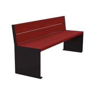 Banc bois/acier KUB. Procity, lg. 1800 mm, fixation tiges d'ancrage non fournies - Acajou/Noir foncé