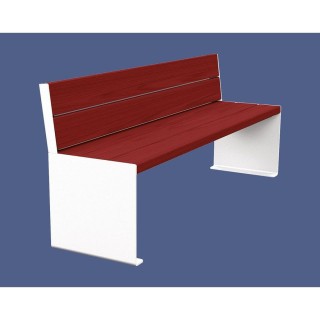 Banc bois/acier KUB. Procity, lg. 1800 mm, fixation tiges d'ancrage non fournies - Acajou/Blanc pur