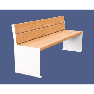 Banc bois/acier KUB. Procity, lg. 1800 mm, fixation tiges d'ancrage non fournies - Chêne clair/Blanc pur