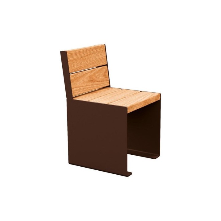 Banc bois/acier KUB. Procity, lg. 450 mm, fixation tiges d'ancrage non fournies - Chêne clair/Brun chocolat