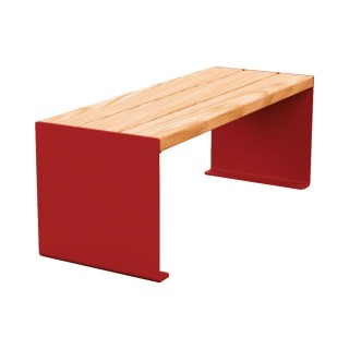Banquette KUB. acier et bois Procity, lg. 1200 mm, fixation tiges d'ancrage non fournies - Chêne clair/Rouge pourpre