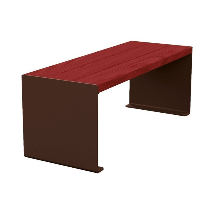 Banquette KUB. acier et bois Procity, lg. 1200 mm, fixation tiges d'ancrage non fournies - Acajou/Brun chocolat