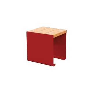 Banquette KUB. acier et bois Procity, lg. 450 mm, fixation tiges d'ancrage non fournies - Chêne clair/Rouge pourpre