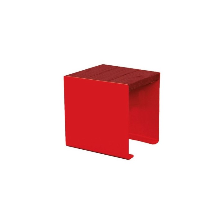 Banquette KUB. acier et bois Procity, lg. 450 mm, fixation tiges d'ancrage non fournies - Acajou/Rouge signalisation