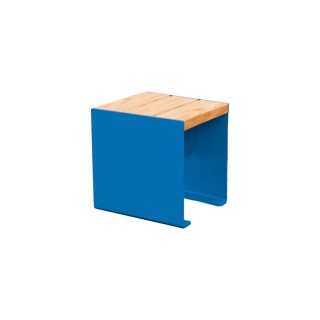 Banquette KUB. acier et bois Procity, lg. 450 mm, fixation tiges d'ancrage non fournies - Chêne clair/Bleu gentiane