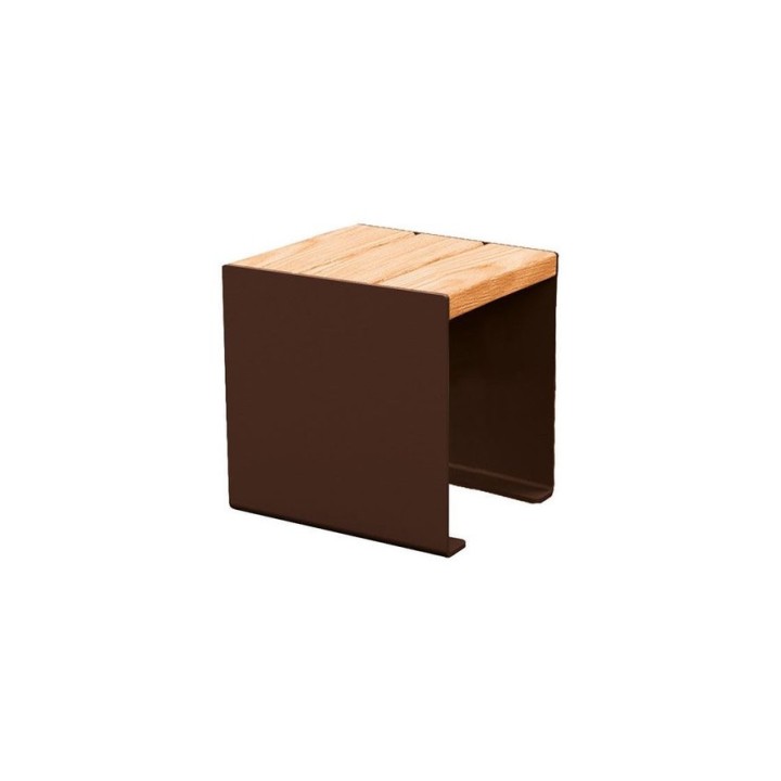 Banquette KUB. acier et bois Procity, lg. 450 mm, fixation tiges d'ancrage non fournies - Chêne clair/Brun chocolat