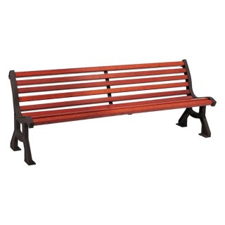 Banc bois/acier Lublin Procity, bois exotique, lg. 2000 mm, peint/zinc, fixation/platines - Acajou