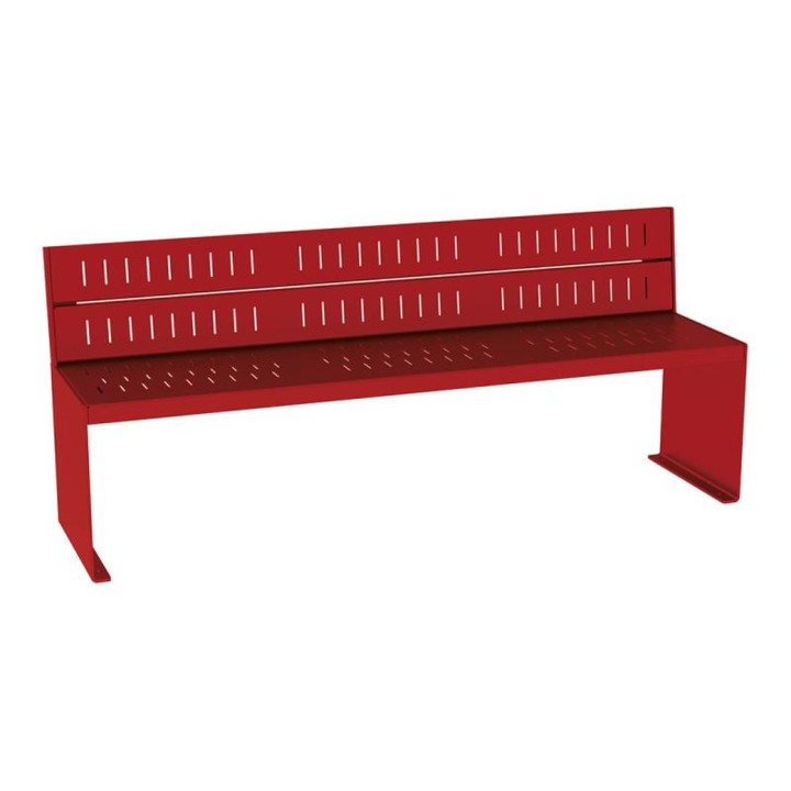 Banc acier KUB. Procity, lg. 1800 mm, fixation tiges d'ancrage non fournies - Rouge pourpre