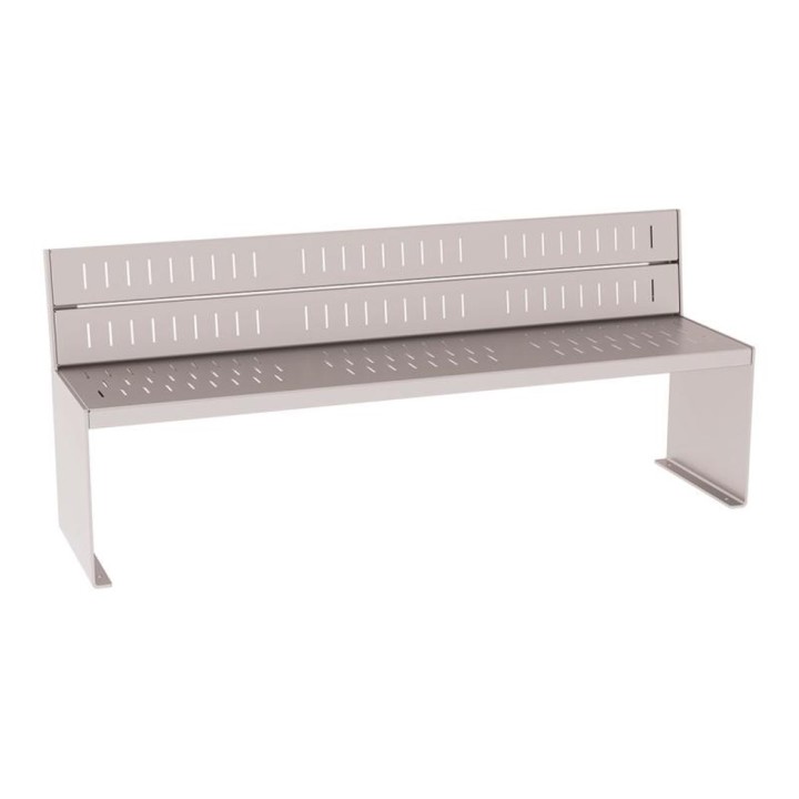Banc acier KUB. Procity, lg. 1800 mm, fixation tiges d'ancrage non fournies - Gris soie