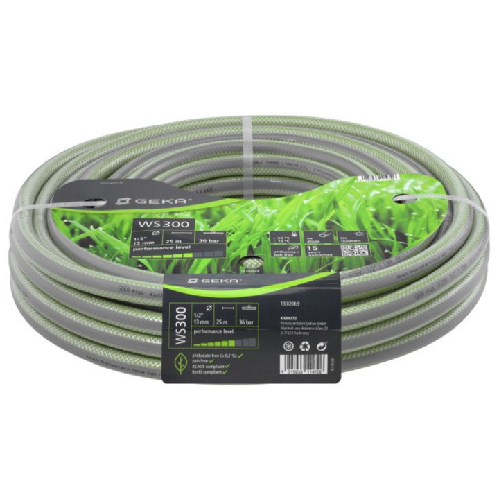Tuyau d'arrosage GEKA Plus WS300  1/2" vert/gris PVC, long. 25 m