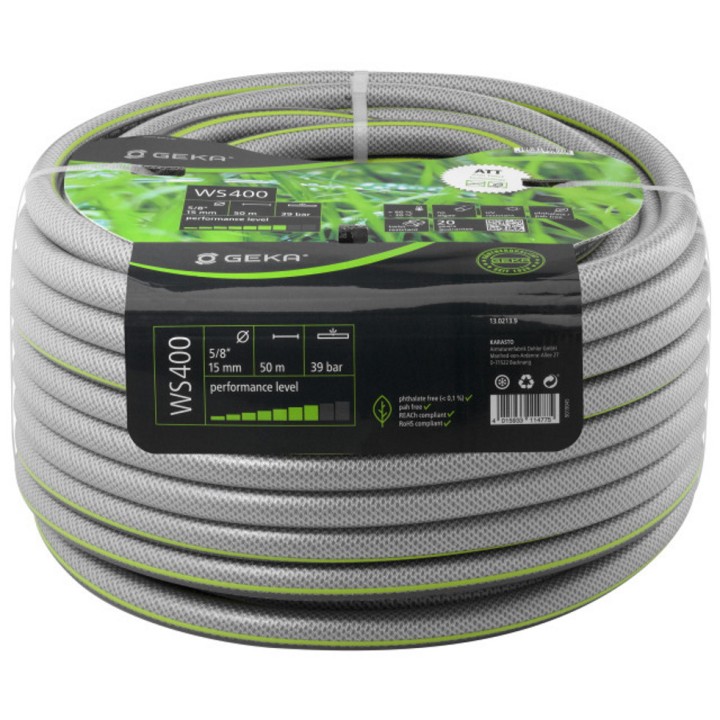Tuyau d'arrosage GEKA Plus WS400  5/8" vert/gris PVC, long. 50 m