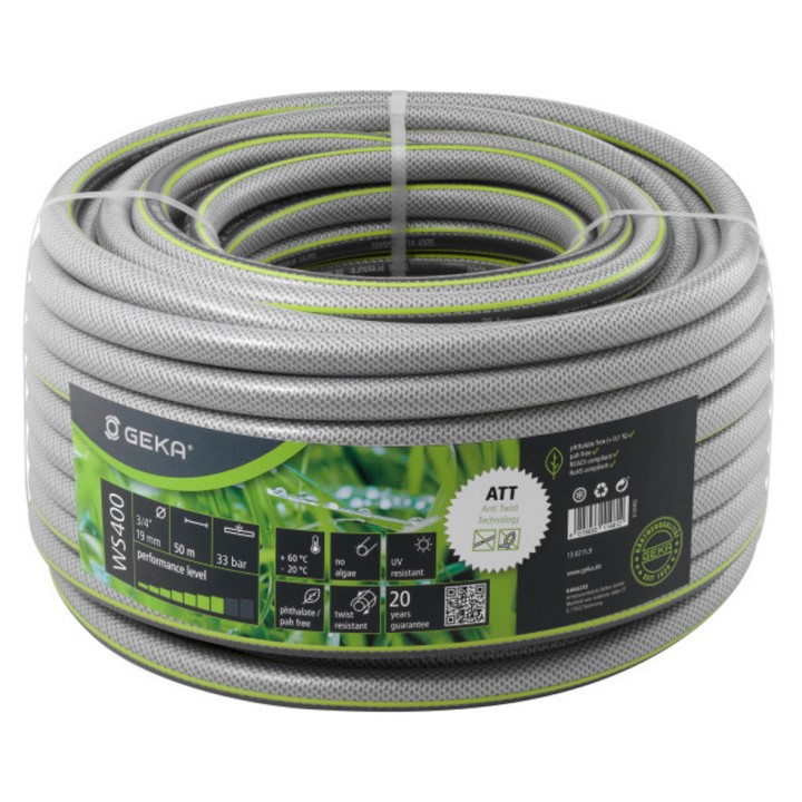Tuyau d'arrosage GEKA Plus WS400  3/4" vert/gris PVC, long. 50 m