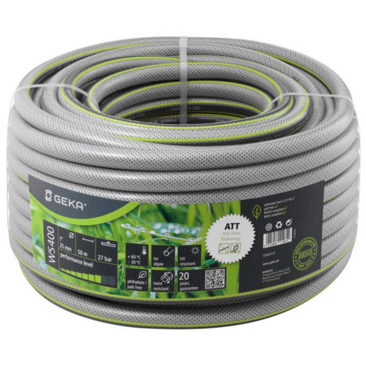 Tuyau d'arrosage GEKA Plus WS400  1" vert/gris PVC, long. 50 m