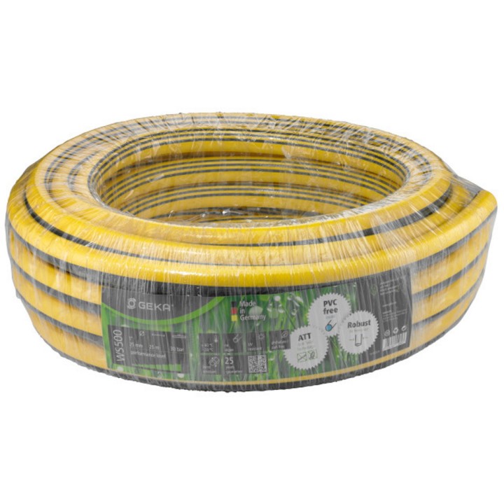 Tuyau d'arrosage GEKA Plus WS500  1" jaune/gris PVC, long. 25 m