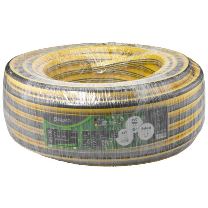 Tuyau d'arrosage GEKA Plus WS500  1" jaune/gris PVC, long. 50 m