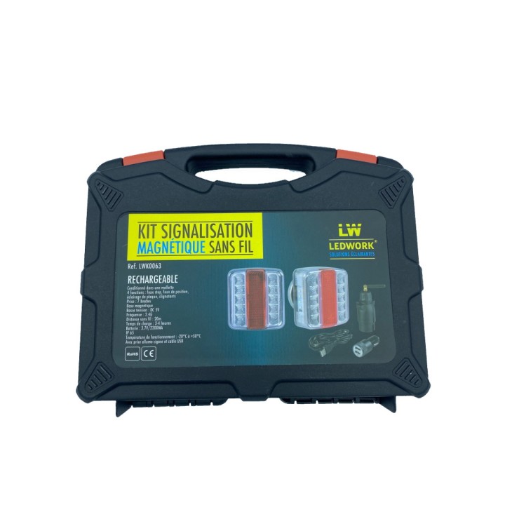 Kit signalisation LED magnétique sans fil pour remorque Ledwork Transaxe