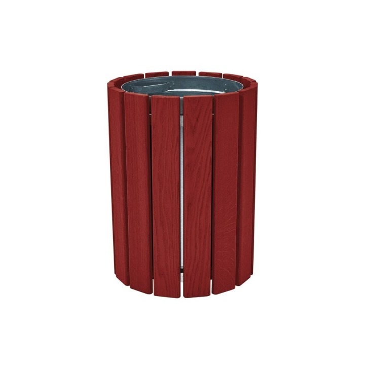 Corbeille Cologne 60 litres Procity - : Ø 460 x hauteur 640 mm - Acajou