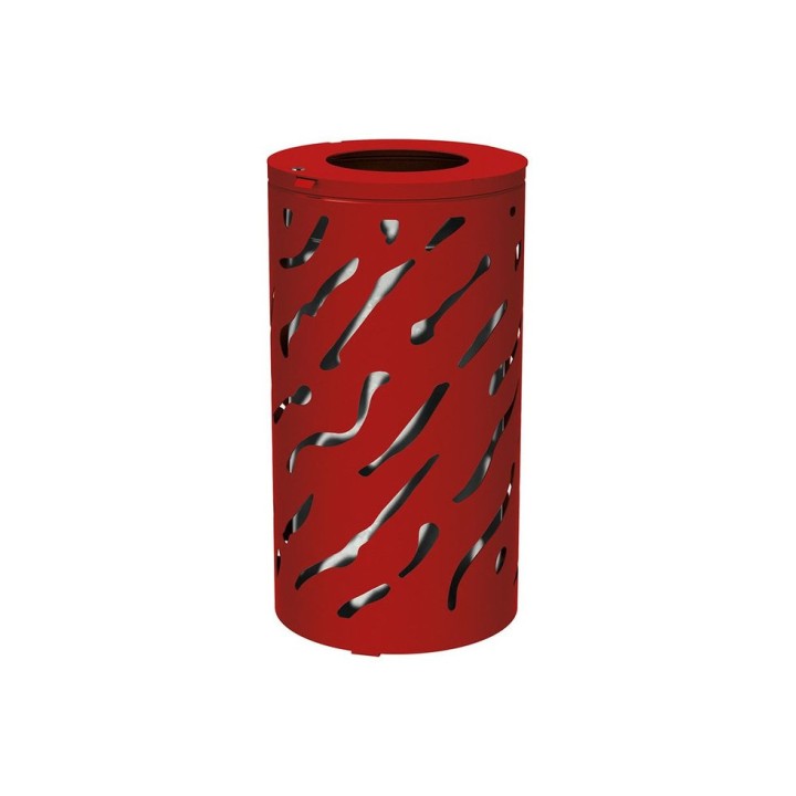 Corbeille standard Venise 80 litres Procity - Ø 450 x hauteur 845 mm - Avec seau galva - Rouge pourpre