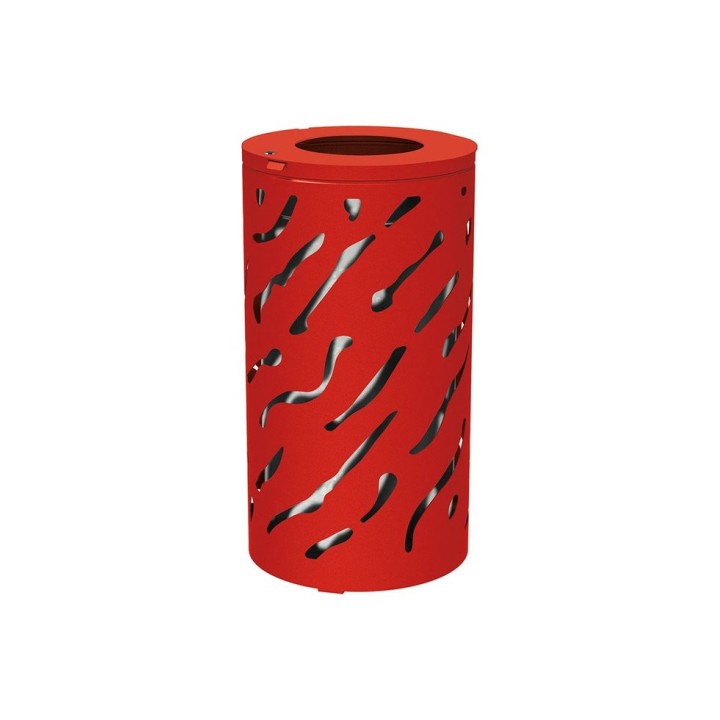 Corbeille standard Venise 80 litres Procity - Ø 450 x hauteur 845 mm - Avec seau galva - Rouge signalisation