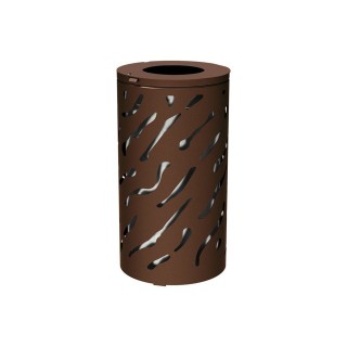 Corbeille standard Venise 80 litres Procity - Ø 450 x hauteur 845 mm - Avec seau galva - Brun chocolat