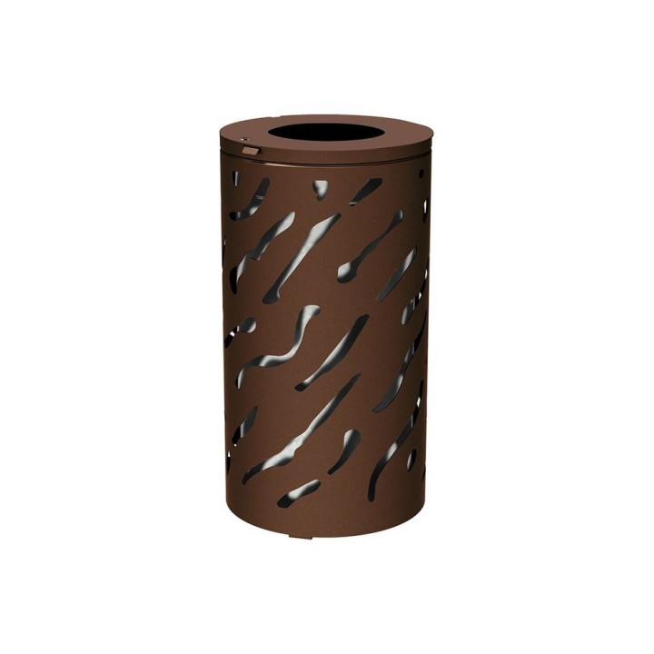 Corbeille standard Venise 80 litres Procity - Ø 450 x hauteur 845 mm - Avec seau galva - Brun chocolat