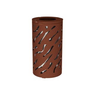 Corbeille standard Venise 80 litres Procity - Ø 450 x hauteur 845 mm - Avec seau galva - Aspect Corten