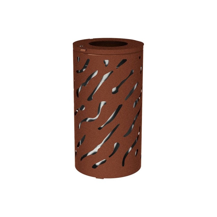 Corbeille standard Venise 80 litres Procity - Ø 450 x hauteur 845 mm - Avec seau galva - Aspect Corten