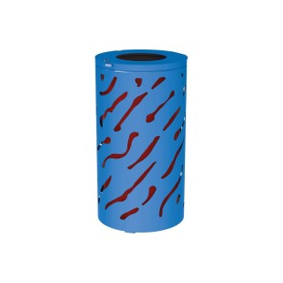 Corbeille standard Venise 80 litres Procity - Ø 450 x hauteur 845 mm - Avec seau peint/galva - Bleu gentiane