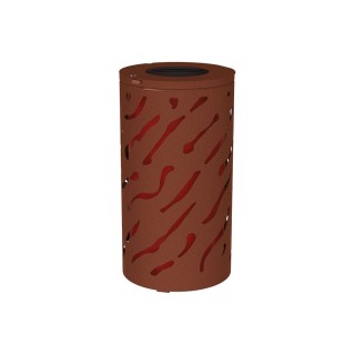 Corbeille standard Venise 80 litres Procity - Ø 450 x hauteur 845 mm - Avec seau peint/galva - Aspect Corten