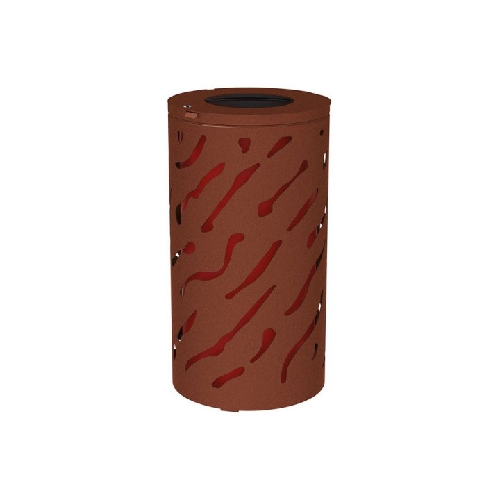 Corbeille standard Venise 80 litres Procity - Ø 450 x hauteur 845 mm - Avec seau peint/galva - Aspect Corten