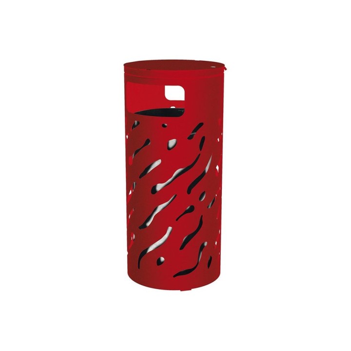 Corbeille Venise couvercle réhaussé 80 litres Procity - Ø 450 x hauteur 1010 mm - Avec seau galva - Rouge pourpre