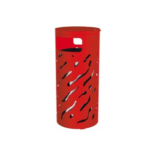 Corbeille Venise couvercle réhaussé 80 litres Procity - Ø 450 x hauteur 1010 mm - Avec seau galva - Rouge signalisation