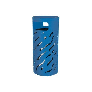 Corbeille Venise couvercle réhaussé 80 litres Procity - Ø 450 x hauteur 1010 mm - Avec seau galva - Bleu gentiane