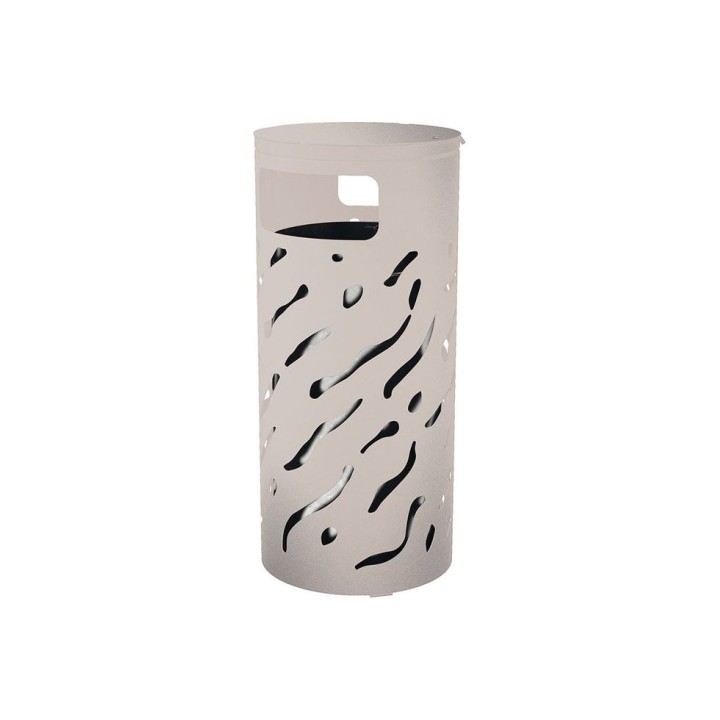 Corbeille Venise couvercle réhaussé 80 litres Procity - Ø 450 x hauteur 1010 mm - Avec seau galva - Gris soie
