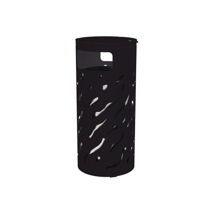 Corbeille Venise couvercle réhaussé 80 litres Procity - Ø 450 x hauteur 1010 mm - Avec seau galva - Noir foncé