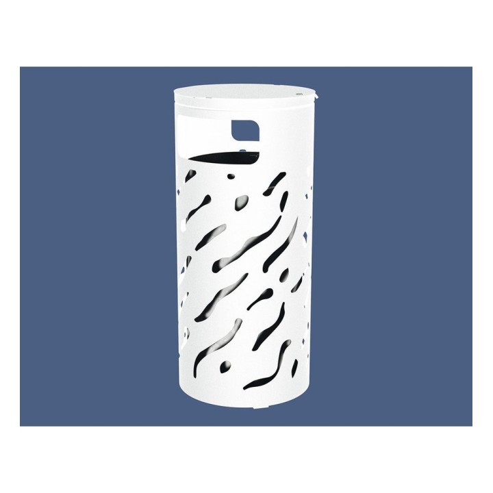 Corbeille Venise couvercle réhaussé 80 litres Procity - Ø 450 x hauteur 1010 mm - Avec seau galva - Blanc pur