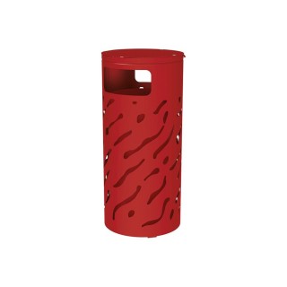 Corbeille Venise couvercle réhaussé 80 litres Procity - Ø 450 x hauteur 1010 mm - Avec seau peint/galva - Rouge pourpre
