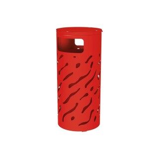 Corbeille Venise couvercle réhaussé 80 litres Procity - Ø 450 x hauteur 1010 mm - Avec seau peint/galva - Rouge signalisation