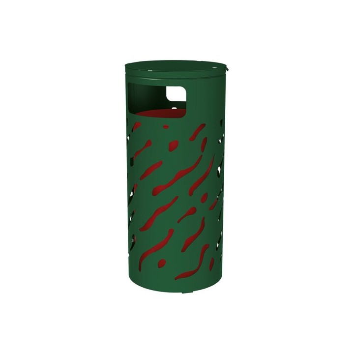 Corbeille Venise couvercle réhaussé 80 litres Procity - Ø 450 x hauteur 1010 mm - Avec seau peint/galva - Vert mousse