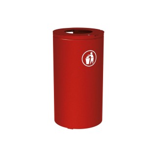 Corbeille Olbia 80 litres Procity - Ø 450 x hauteur 845 mm - Avec seau - Rouge pourpre