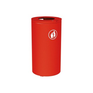Corbeille Olbia 80 litres Procity - Ø 450 x hauteur 845 mm - Avec seau - Rouge signalisation