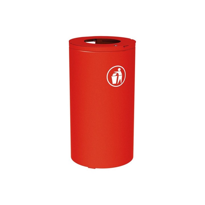 Corbeille Olbia 80 litres Procity - Ø 450 x hauteur 845 mm - Avec seau - Rouge signalisation