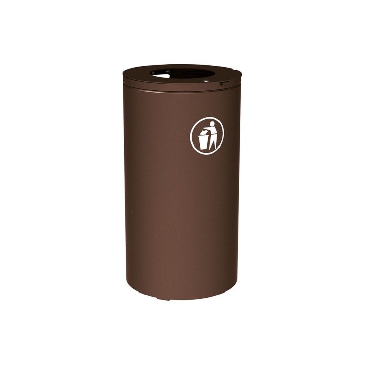 Corbeille Olbia 80 litres Procity - Ø 450 x hauteur 845 mm - Avec seau - Brun chocolat