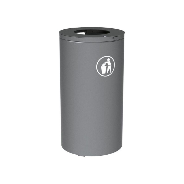 Corbeille Olbia 80 litres Procity - Ø 450 x hauteur 845 mm - Avec seau - Gris Procity