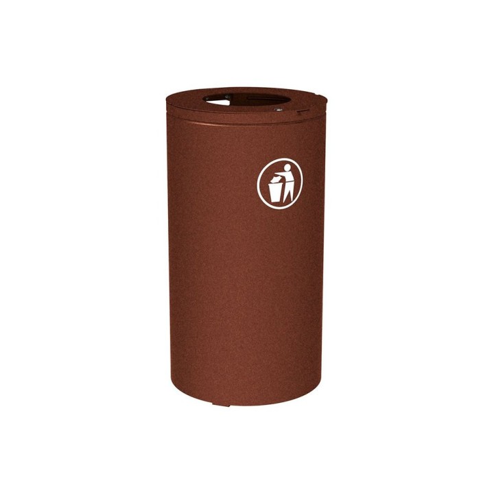 Corbeille Olbia 80 litres Procity - Ø 450 x hauteur 845 mm - Avec seau - Aspect Corten