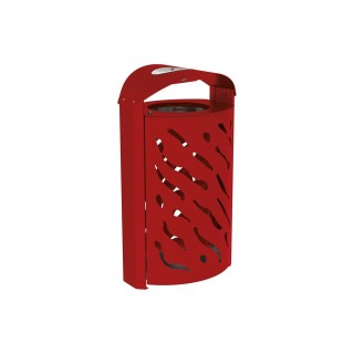 Corbeille Venise 120 litres Procity - Ø 450 x hauteur 1010 mm - couvercle réhaussé cendrier - Rouge pourpre