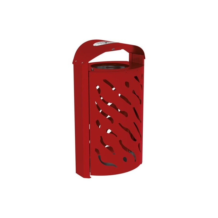 Corbeille Venise 120 litres Procity - Ø 450 x hauteur 1010 mm - couvercle réhaussé cendrier - Rouge pourpre